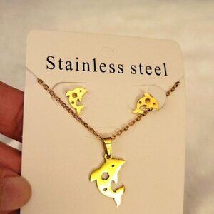 Dolphin 🐬 Stainless Steel 3 Pc Jewelry Set